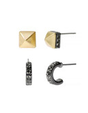 Kenneth Cole New York Natural Wonder Geometric Duo Stud Earring Set - ASSORTED