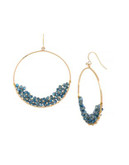 Kenneth Cole New York Woven Blue Faceted Bead Gypsy Hoop Earring - BLUE