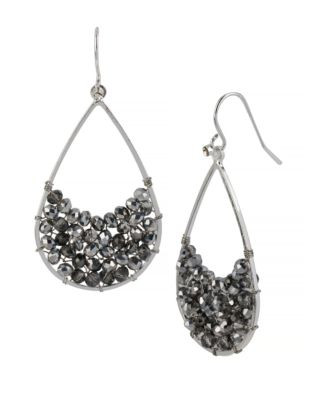 Kenneth Cole New York Woven Black Diamond Faceted Bead Teardrop Earring - BLACK