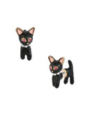 Betsey Johnson Cat Front-and-Back Stud Earrings - BLACK