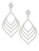 Expression Rhinestone Cut-Out Drop Earrings - SILVER