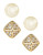 Kensie Pearl and Pave Crystal Stud Earring Set - WHITE