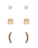 Kenneth Cole New York Delicates Pave Curved Bar Stud Earring Set - TWO TONE