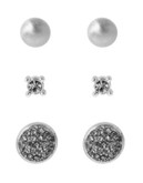 Kenneth Cole New York Three-Piece Pave Circle Stud Earrings Set - SILVER
