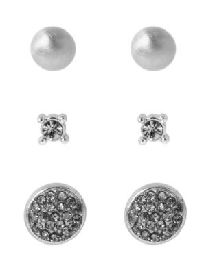 Kenneth Cole New York Three-Piece Pave Circle Stud Earrings Set - SILVER