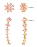 Betsey Johnson Flower and Crawler Earring Set - PINK