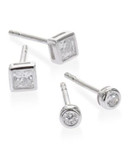 Expression Set of Two Bezeled Earrings - SILVER