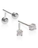 Expression Two-Pack Sterling Silver and Cubic Zirconia Stud Earrings - SILVER