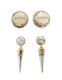 Guess Two-Tone Spike Stud Earrings Set - SILVER/GOLD