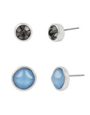 Kenneth Cole New York Moonstone Eclipse Mixed Stone Duo Stud Earring Set - BLUE/BLACK