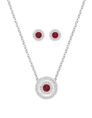 Swarovski Attract Light Crystal Necklace and Earrings Set - RED