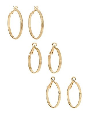 Expression Three Pack Mixed Hoop Earrings - GOLD