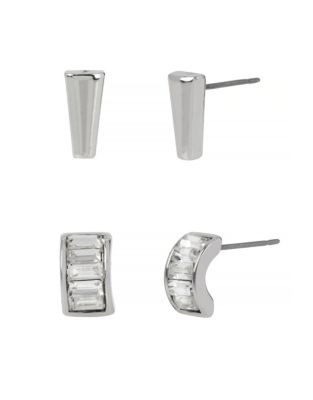 Kenneth Cole New York Two-Pack Geometric Baguette Earrings Set - WHITE