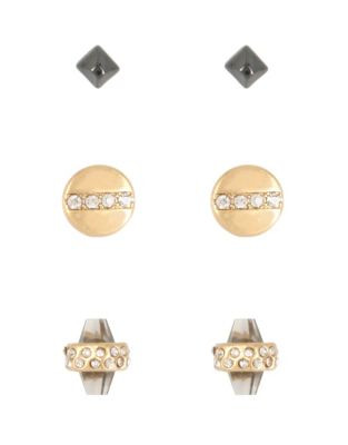 Kenneth Cole New York Three-Piece Pave Circle Trio Earrings Set - MULTI
