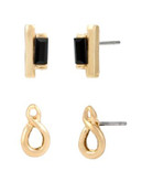 Kenneth Cole New York Two-Piece Faceted Stone Duo Stud Earrings Set - JET