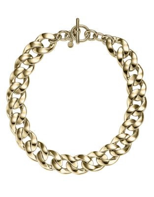 Michael Kors Gold Tone Curb Chain Link Toggle Necklace - GOLD