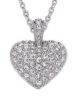 Swarovski Puff Pave Heart Pendant - SILVER