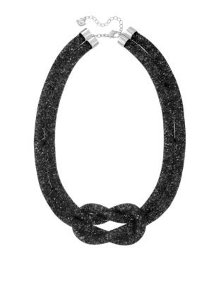 Swarovski Silver Tone Swarovski Crystal Stardust Multi Strand Knot Necklace - BLACK