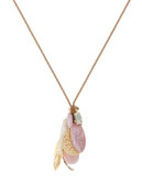 Chan Luu Pink Opal Braided Leather Multi Charm Necklace - PINK