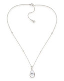 Carolee Crystal Stems Clear Curved Silver Tone Pendant Necklace - SILVER