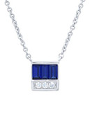 Crislu Channel Baguette and Diamond Stack Platinum Sapphire Pendant Necklace - SAPPHIRE
