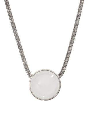 Skagen Denmark Sea Glass Silver Tone Glass Pendant Necklace - SILVER