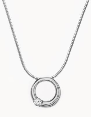 Skagen Denmark Elin Silver Tone Swarovski Crystal Pendant Necklace - SILVER