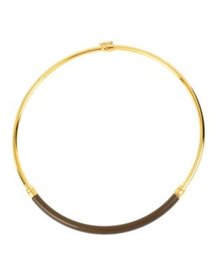 Diane Von Furstenberg Twigs and Links Wood and Gold Collar Necklace - GOLD