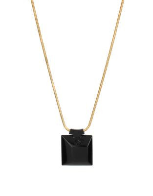 Diane Von Furstenberg Cubism Black Geometric Cube Pendant Gold Necklace - BLACK