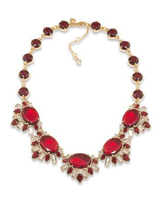 Carolee Cluster Collar Necklace - RED