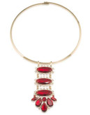 Carolee Drop Pendant Choker Necklace - RED