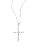 Crislu Cubic Zirconia and Sterling Silver Cross Necklace - PLATINUM