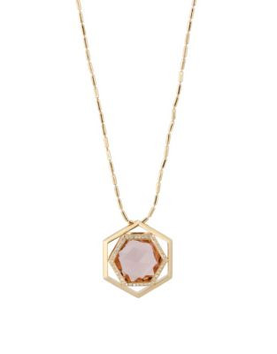 Coco Lane Hexagon Crystal Pendant - GOLD