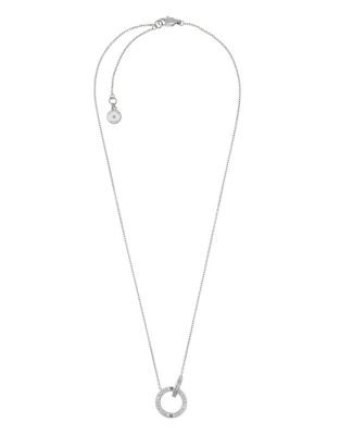 Michael Kors Interlocking Etched Crystal Necklace - SILVER