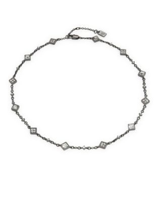 Lauren Ralph Lauren Hematite Square Crystal Necklace, 18 in - HEMATITE