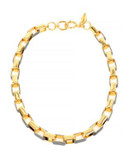 Diane Von Furstenberg Pewter Leather Link Necklace - GREY