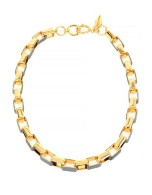 Diane Von Furstenberg Pewter Leather Link Necklace - GREY