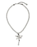 Uno De 50 Dragonfly Pendant Beaded Necklace - SILVER
