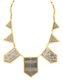 House Of Harlow 1960 Engraved Classic Stations Necklace - GOLD/SILVER