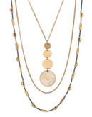 Lucky Brand Goldtone Geo Circle Lucky Layer Necklace - GOLD