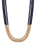 Lucky Brand Goldtone Lapis Beaded Necklace - GOLD