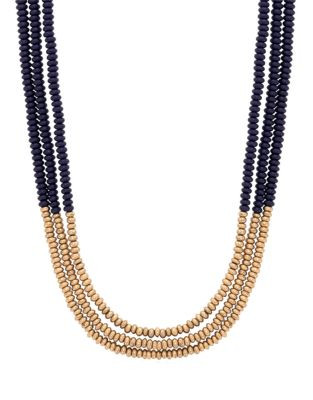 Lucky Brand Goldtone Lapis Beaded Necklace - GOLD