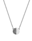 Lucky Brand Sterling Silver Half Pave Necklace - SILVER