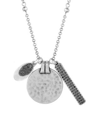 Lucky Brand Pave Charm Necklace - SILVER