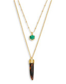 Trina Turk Horn and Stone Pendant Necklace