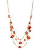 Kenneth Cole New York Orange Shell Mixed Shell Bead Illusion Necklace - ORANGE