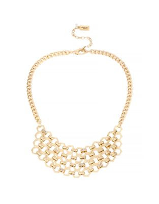 Kenneth Cole New York Honeycomb Pave Geometric Chain Frontal Necklace - GOLD
