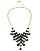 Kenneth Cole New York Jet Jewels Faceted Bead Bib Frontal Necklace - BLACK