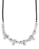 Robert Lee Morris Soho Organic Geometric Frontal Leather Toggle Necklace - SILVER