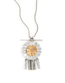 Gerard Yosca Fringed Floral Pendant Necklace - TWO TONE